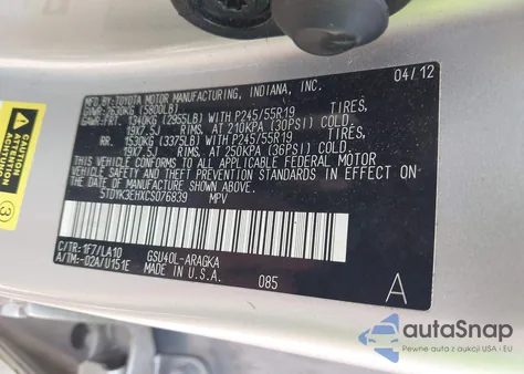 2012 Toyota Highlander Limited V6 из США, поврежденный, VIN 5TDYK3EHXCS076839